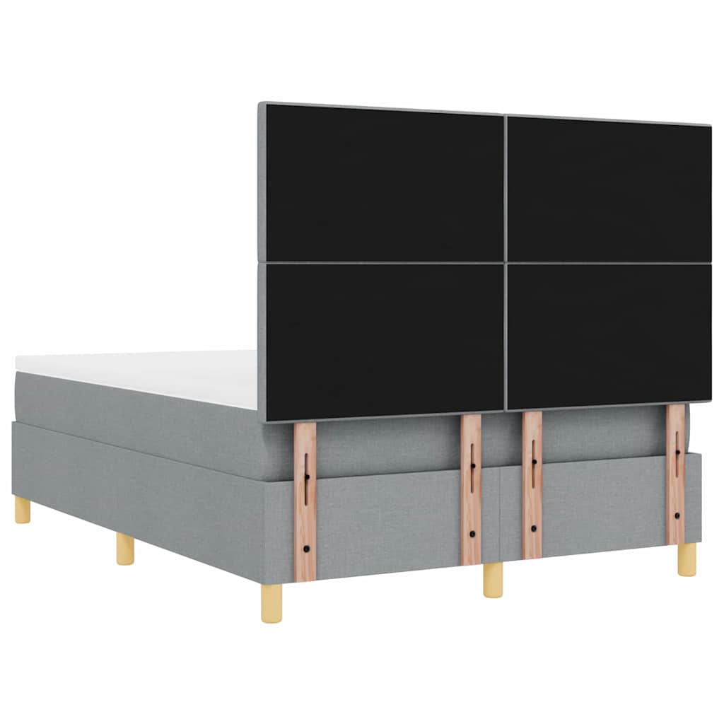 LED Box Spring Krevet Svijetlo siva 140 x 200 cm tkanina