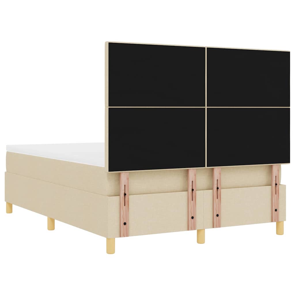 LED Box Spring Krevet s uzglavljem Krema 140 x 200 cm tkanina