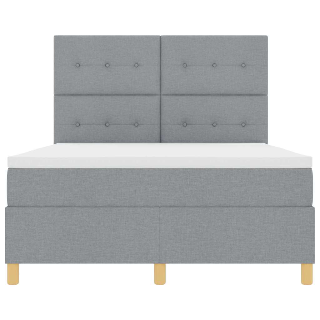 LED Box Spring Krevet Svijetlo siva 160 x 200 cm tkanina