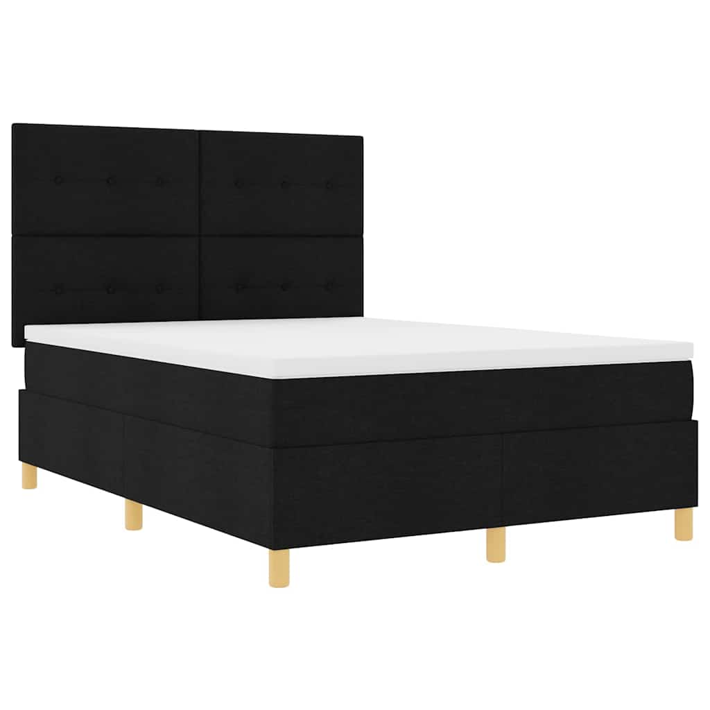 LED Box Spring Krevet s madracem Crna 160 x 200 cm tkanina