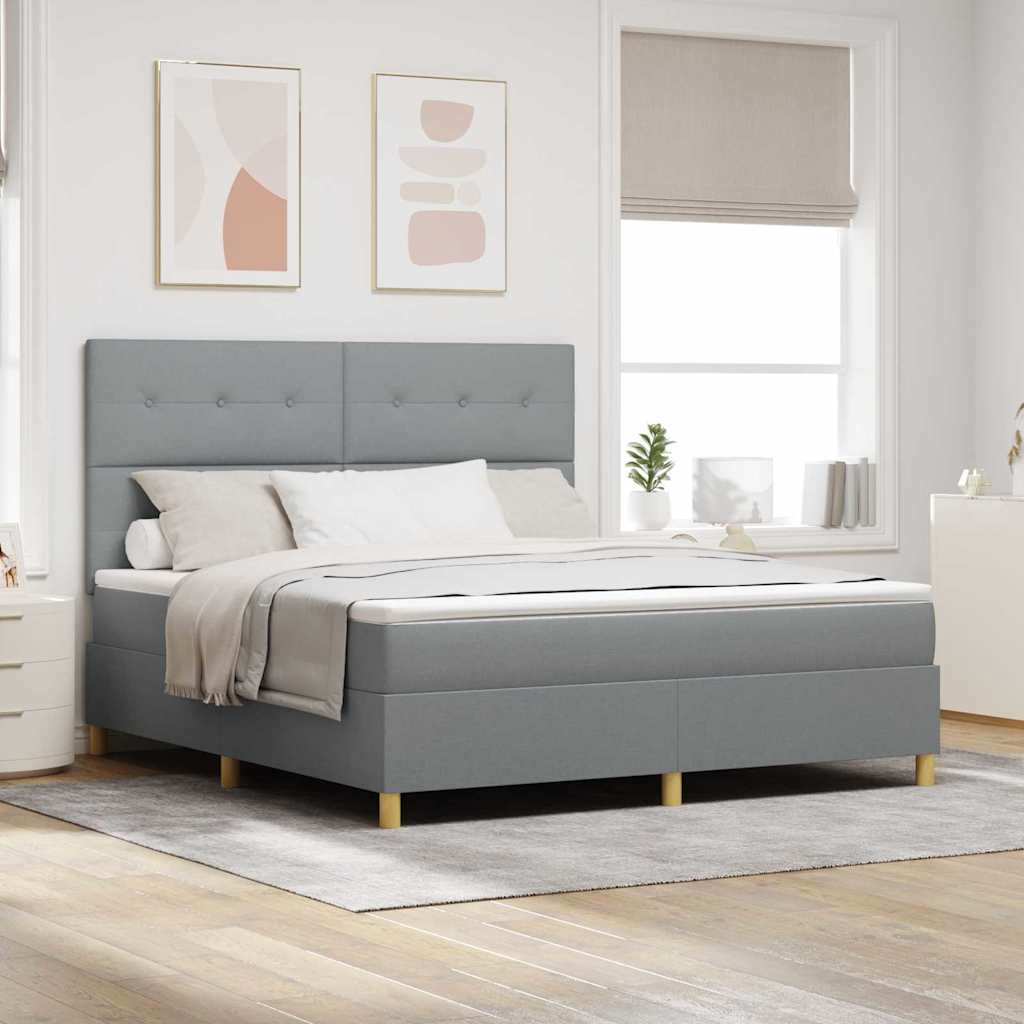 LED Box Spring Krevet Svijetlo siva 180 x 200 cm tkanina