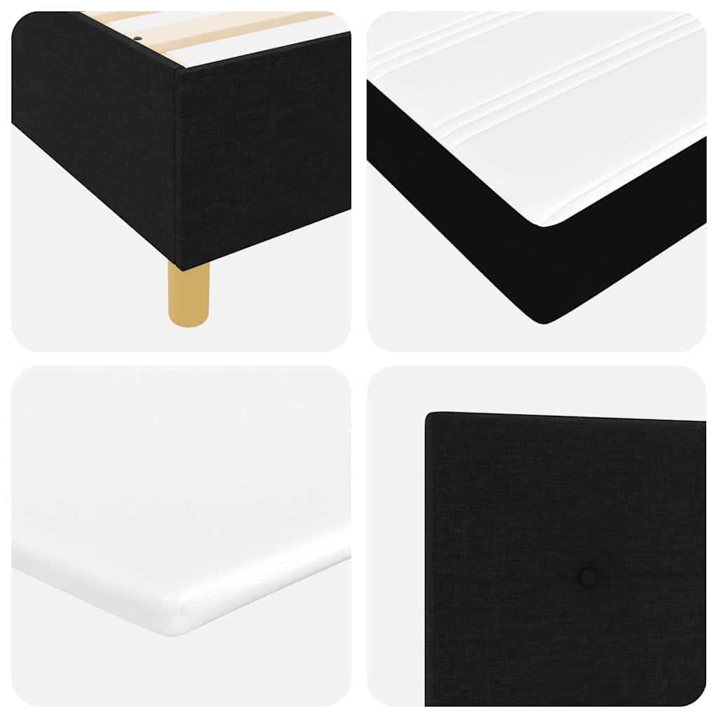 LED Box Spring Krevet s uzglavljem Crna 200 x 200 cm tkanina