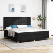 LED Box Spring Krevet s uzglavljem Crna 200 x 200 cm tkanina