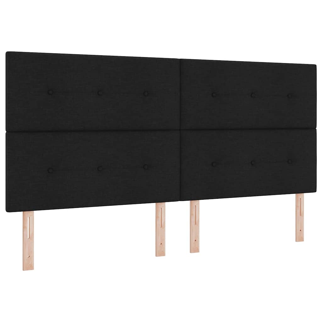 LED Box Spring Krevet s uzglavljem Crna 200 x 200 cm tkanina