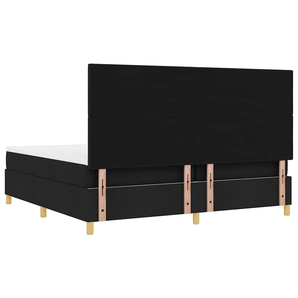 LED Box Spring Krevet s uzglavljem Crna 200 x 200 cm tkanina