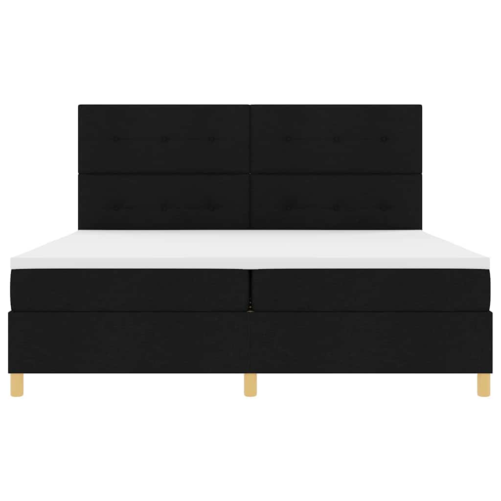 LED Box Spring Krevet s uzglavljem Crna 200 x 200 cm tkanina