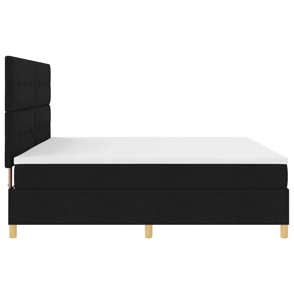 LED Box Spring Krevet s uzglavljem Crna 200 x 200 cm tkanina