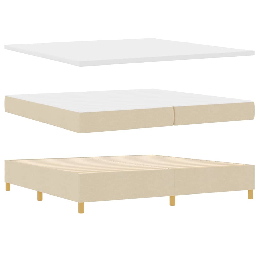 LED Box Spring Krevet s madracem Krema 200 x 200 cm tkanina