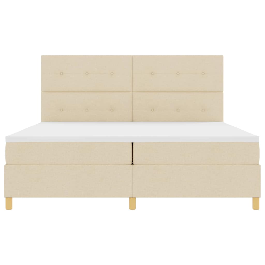 LED Box Spring Krevet s madracem Krema 200 x 200 cm tkanina