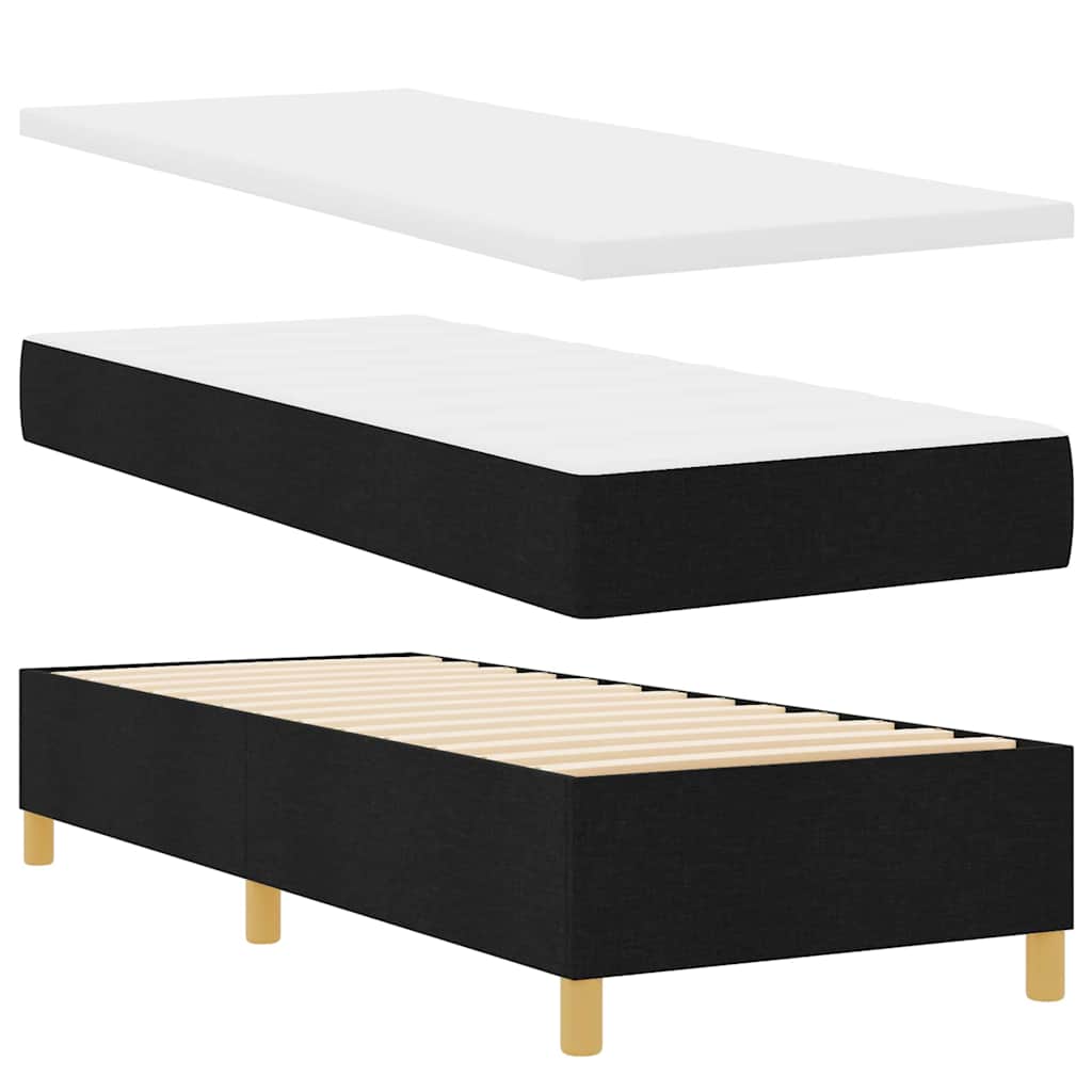 LED Box Spring Krevet s madracem Crna 80 x 200 cm tkanina