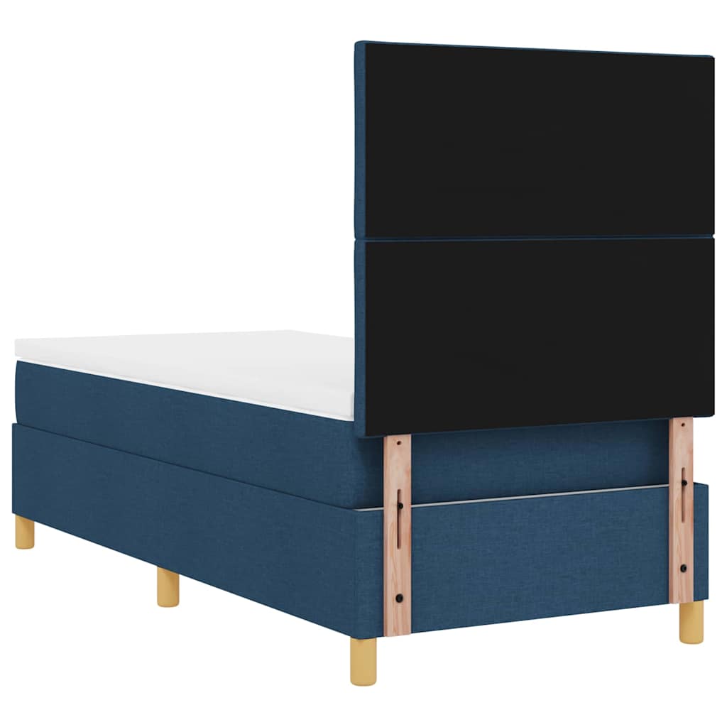 LED Box Spring Krevet s uzglavljem Plava 90 x 200 cm tkanina