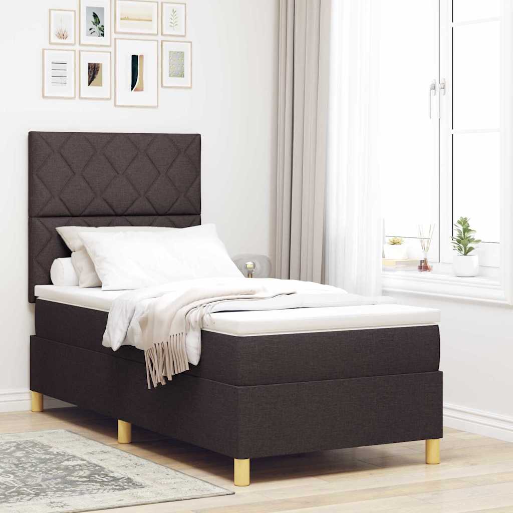 LED Box Spring Krevet Tamno smeđa 100 x 200 cm tkanina