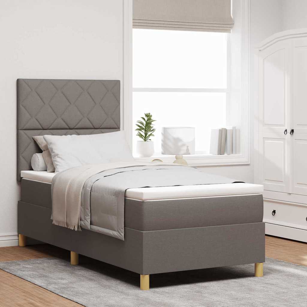LED Box Spring Krevet Sivo-smeđa 100 x 200 cm tkanina