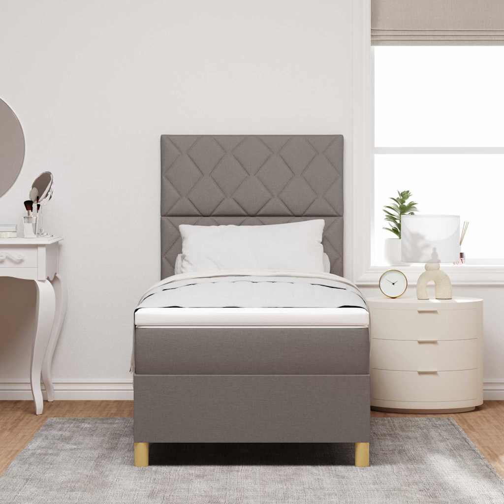 LED Box Spring Krevet Sivo-smeđa 100 x 200 cm tkanina