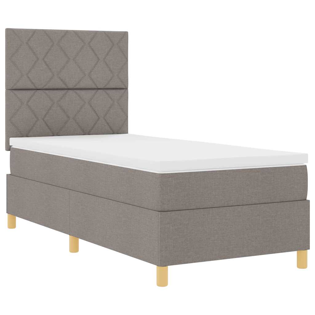 LED Box Spring Krevet Sivo-smeđa 100 x 200 cm tkanina