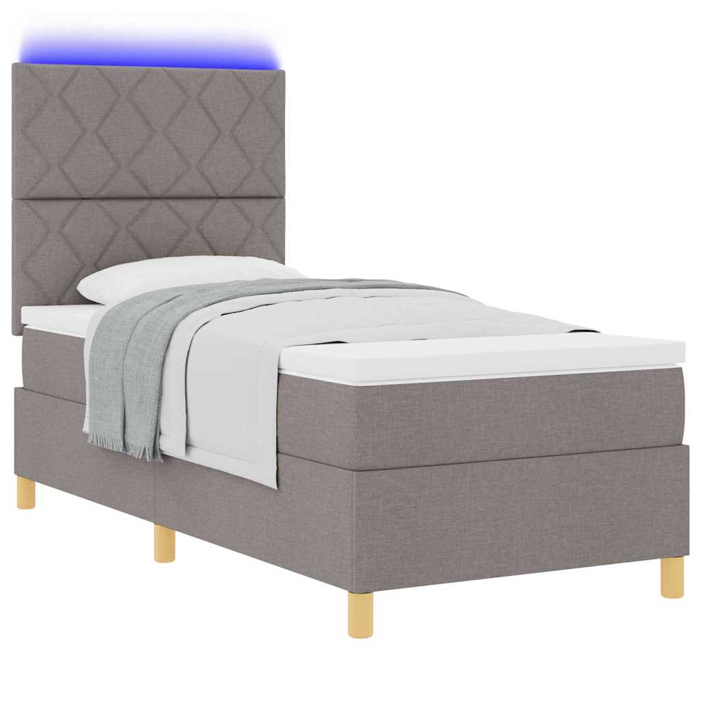LED Box Spring Krevet Sivo-smeđa 100 x 200 cm tkanina