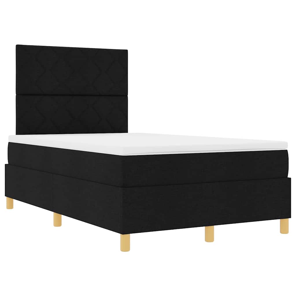 LED Box Spring Krevet s madracem Crna 120 x 190 cm tkanina