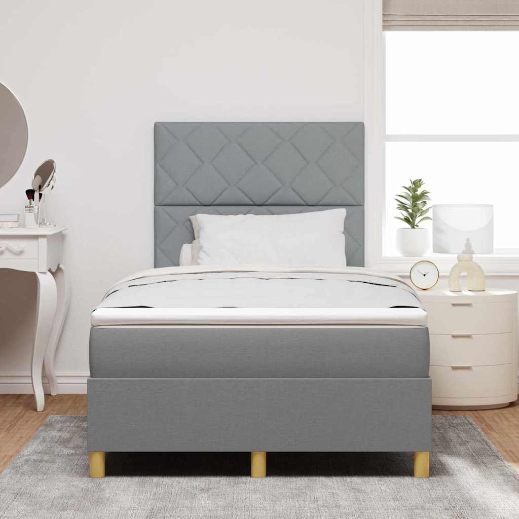 LED Box Spring Krevet Svijetlo siva 120 x 200 cm tkanina