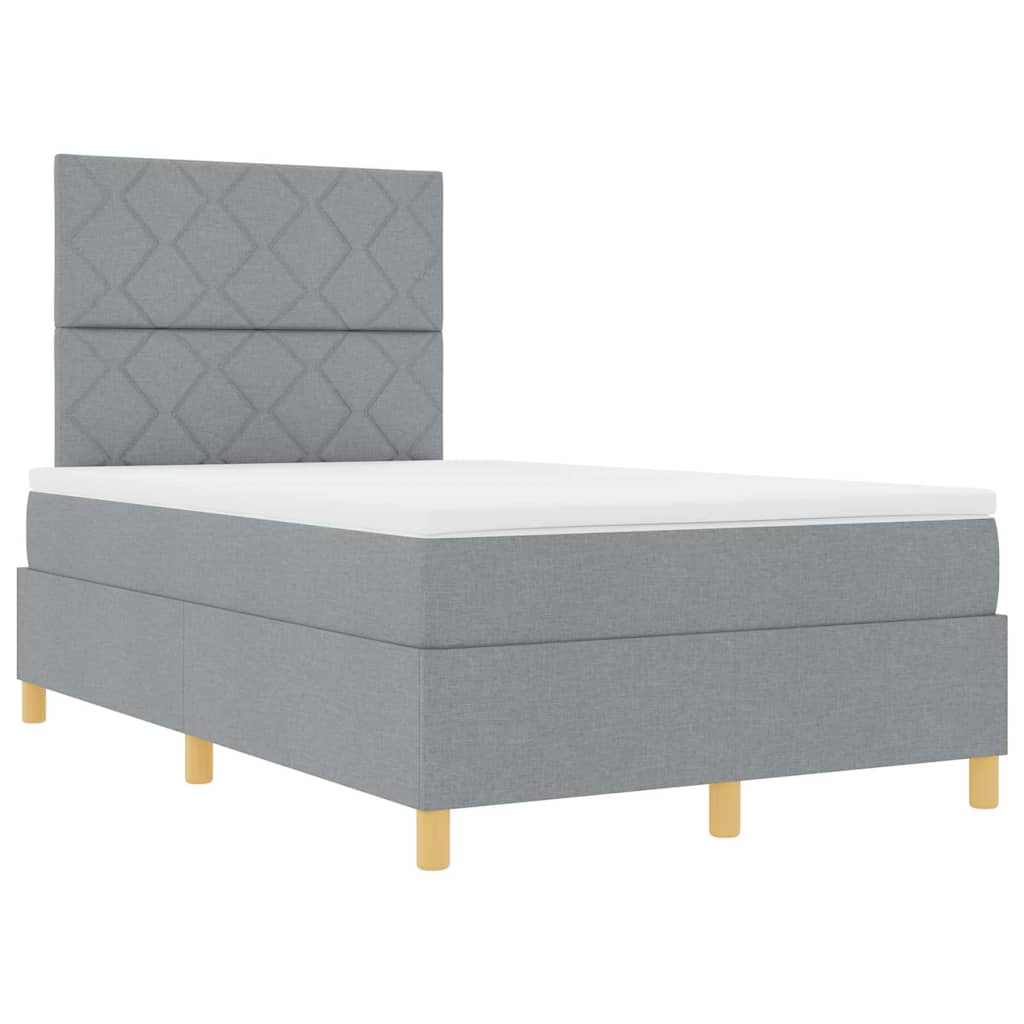 LED Box Spring Krevet Svijetlo siva 120 x 200 cm tkanina