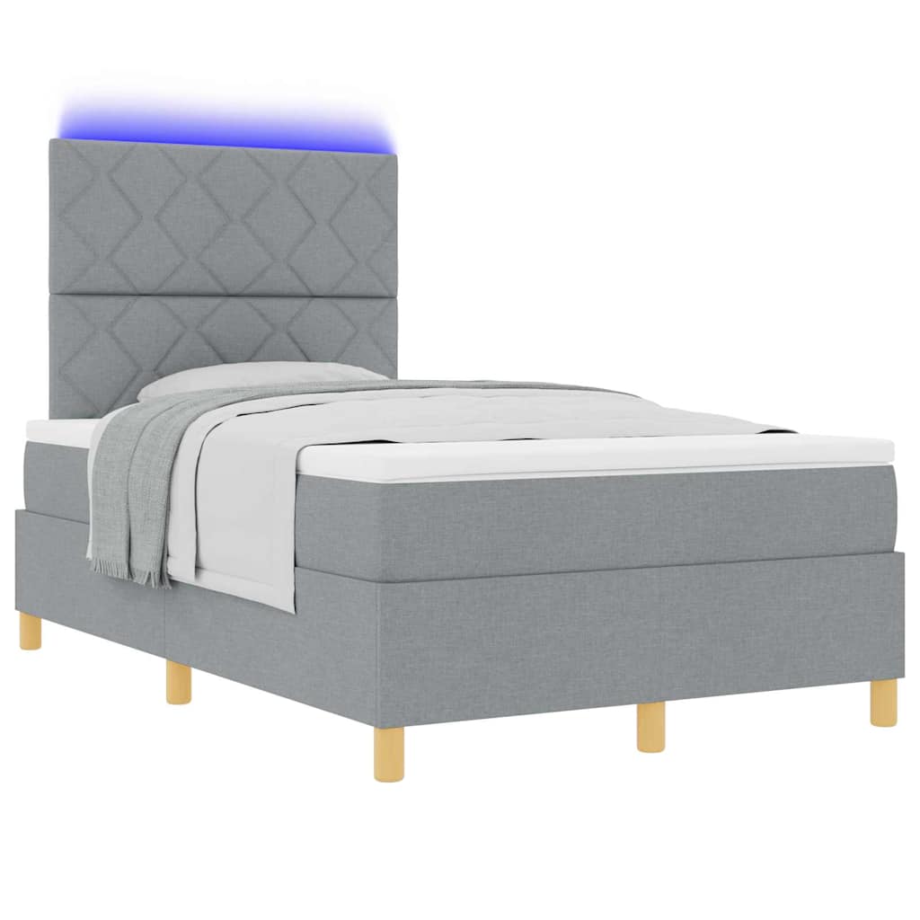 LED Box Spring Krevet Svijetlo siva 120 x 200 cm tkanina