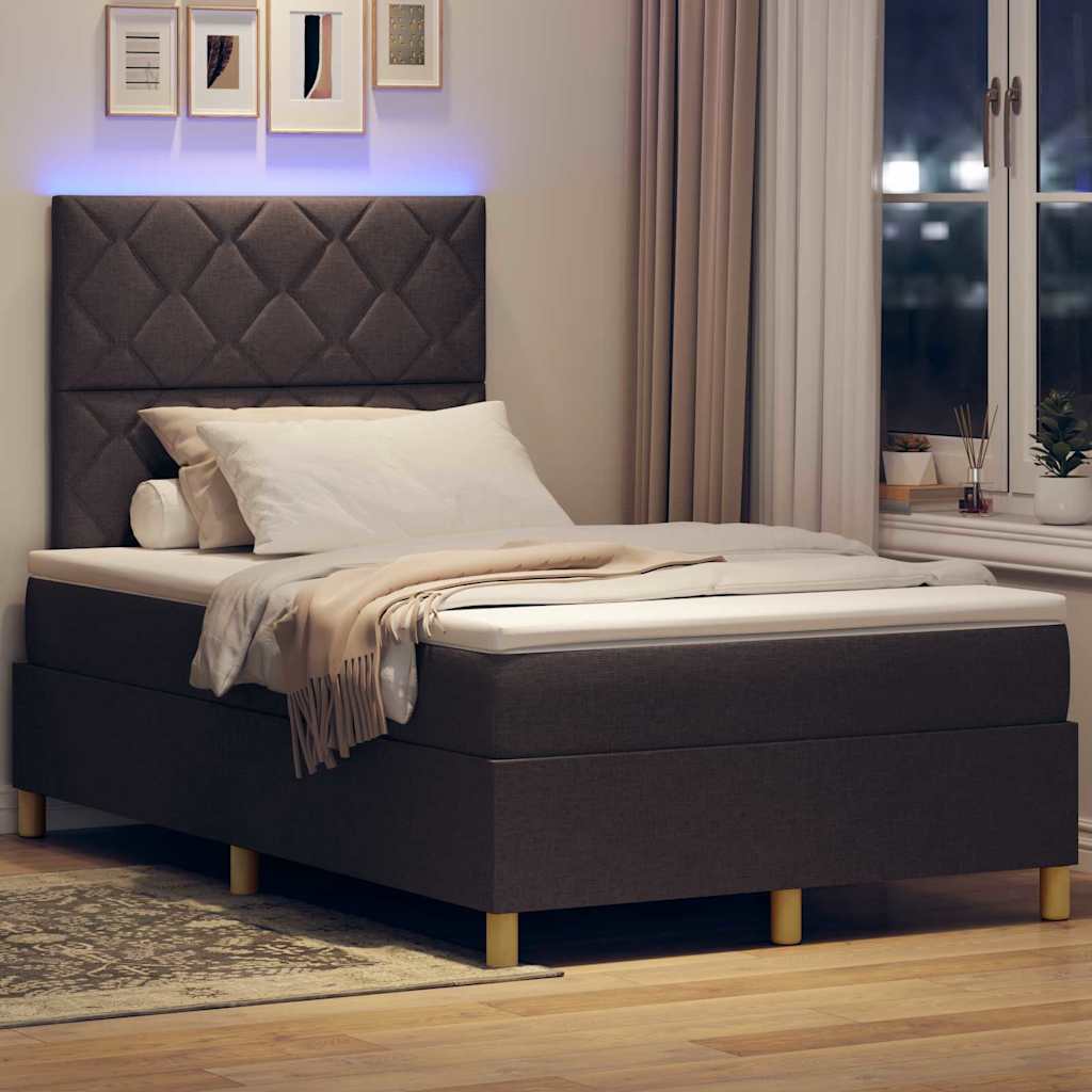 LED Box Spring Krevet Tamno smeđa 120 x 200 cm tkanina
