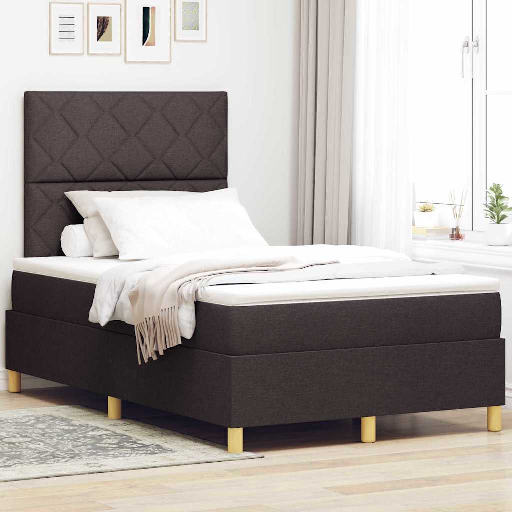 LED Box Spring Krevet Tamno smeđa 120 x 200 cm tkanina