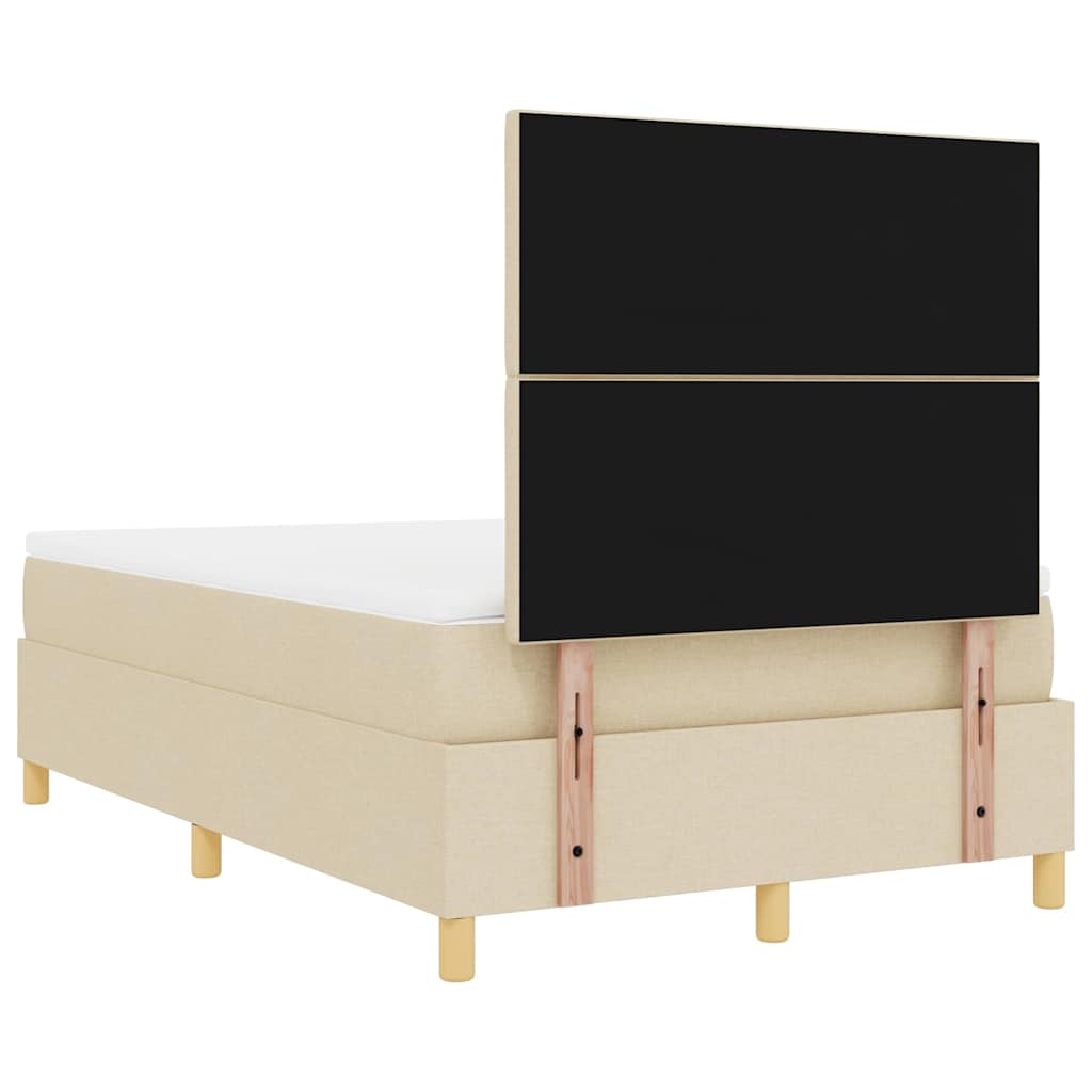 LED Box Spring Krevet s uzglavljem Krema 120 x 200 cm tkanina