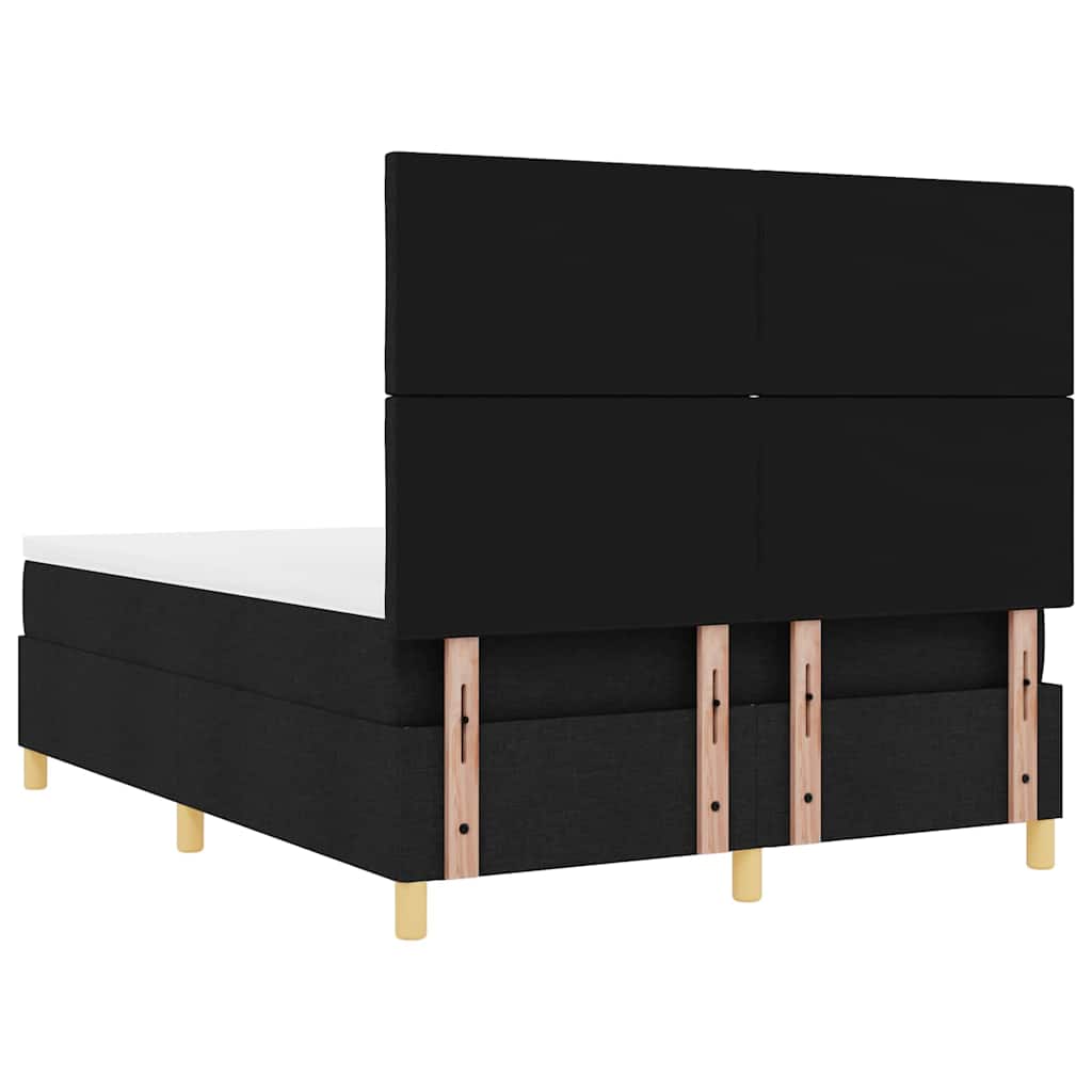 LED Box Spring Krevet s uzglavljem Crna 140 x 200 cm tkanina