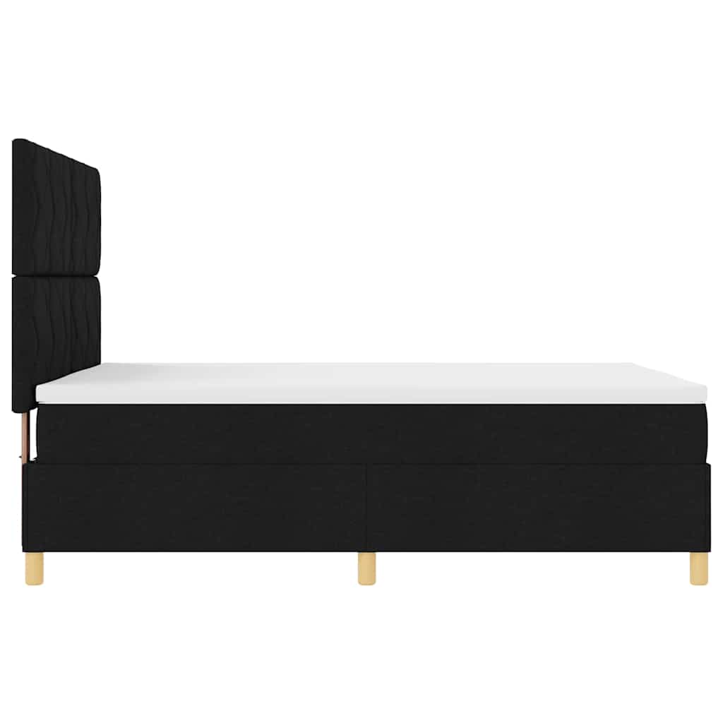 LED Box Spring Krevet s uzglavljem Crna 140 x 200 cm tkanina