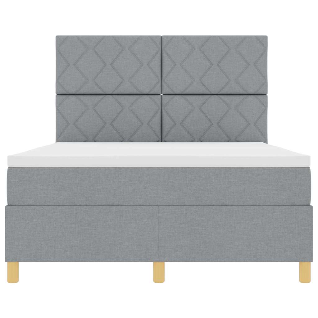 LED Box Spring Krevet Svijetlo siva 160 x 200 cm tkanina