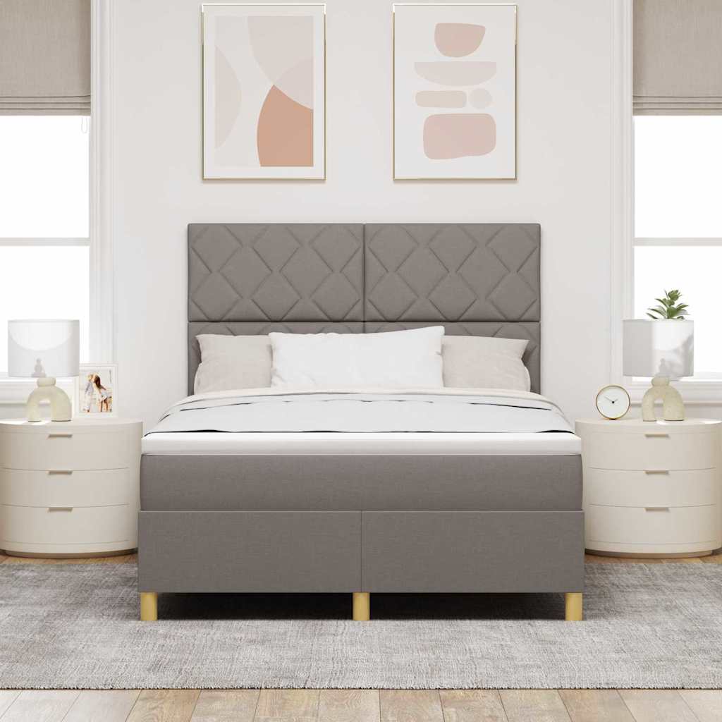 LED Box Spring Krevet Sivo-smeđa 160 x 200 cm tkanina