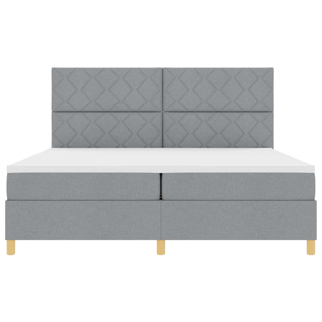 LED Box Spring Krevet Svijetlo siva 200 x 200 cm tkanina