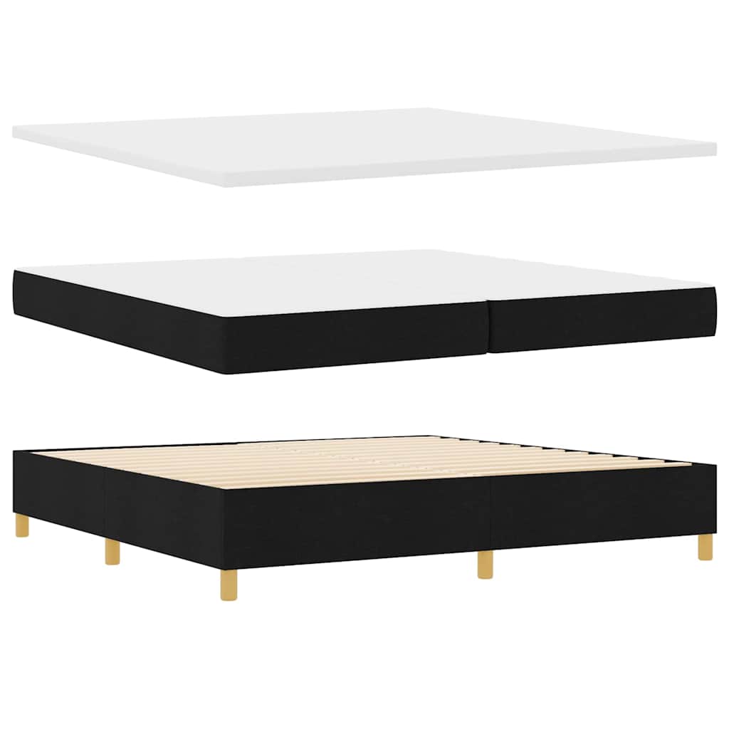 LED Box Spring Krevet s madracem Crna 200 x 200 cm tkanina
