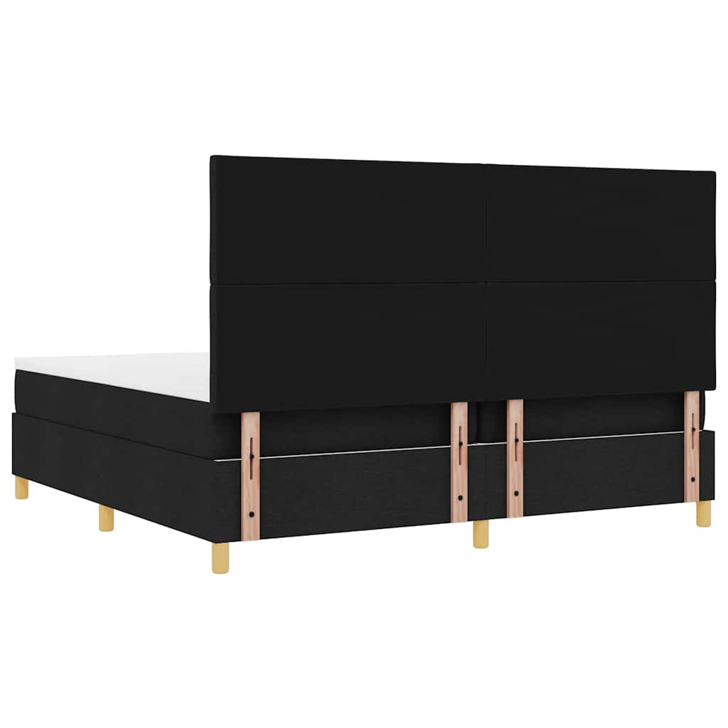 LED Box Spring Krevet s madracem Crna 200 x 200 cm tkanina