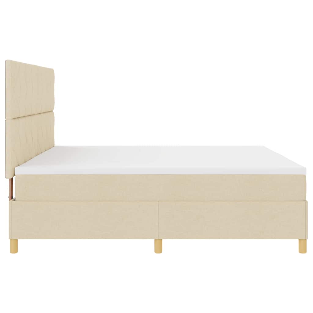 LED Box Spring Krevet s madracem Krema 200 x 200 cm tkanina