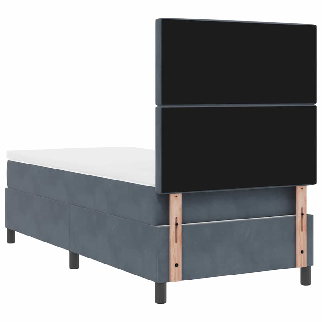 LED Box Spring Krevet s madracem Tamno siva 90 x 190 cm Baršun