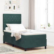 LED Box Spring Krevet Tamnozelena 100 x 200 cm Baršun