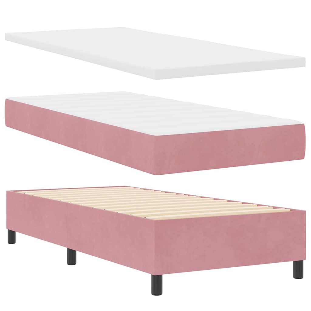 LED Box Spring Krevet s madracem Ružičasta 100 x 200 cm Baršun