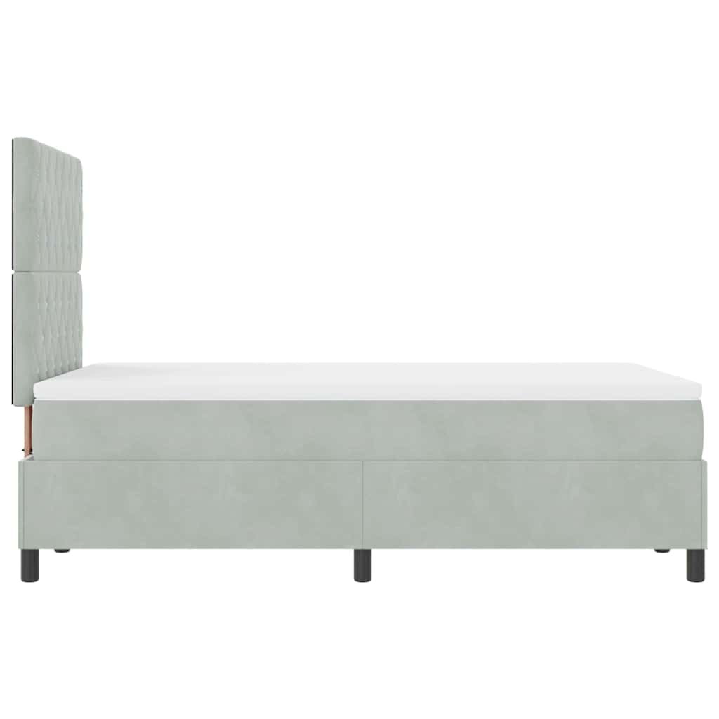LED Box Spring Krevet Svijetlo siva 120 x 190 cm Baršun Svjetlosiva