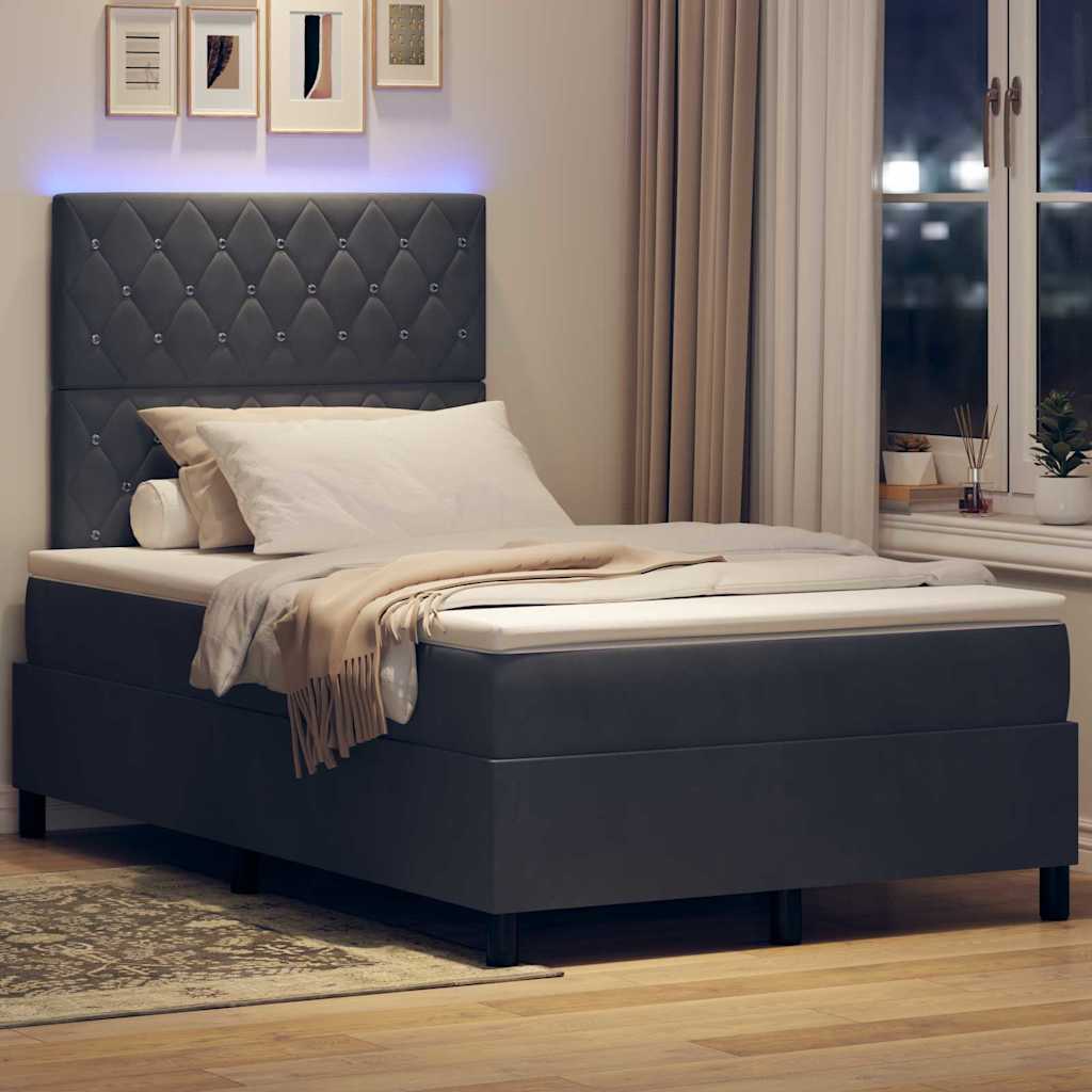 LED Box Spring Krevet s madracem Tamno siva 120 x 190 cm Baršun