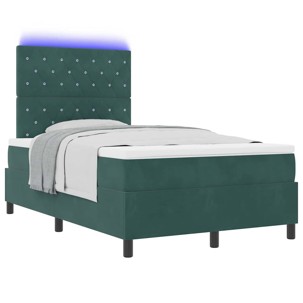 LED Box Spring Krevet Tamnozelena 120 x 190 cm Baršun