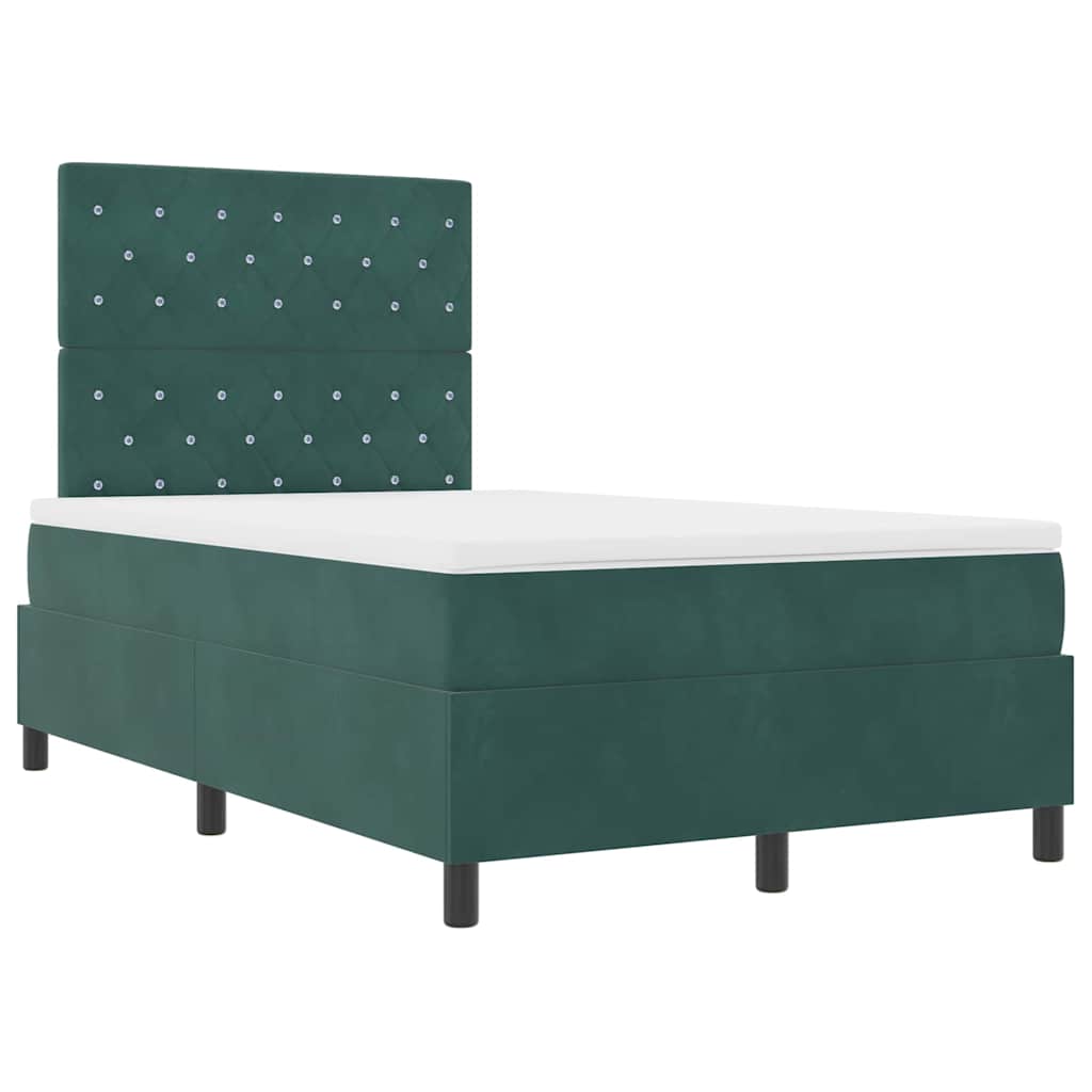 LED Box Spring Krevet Tamnozelena 120 x 200 cm Baršun
