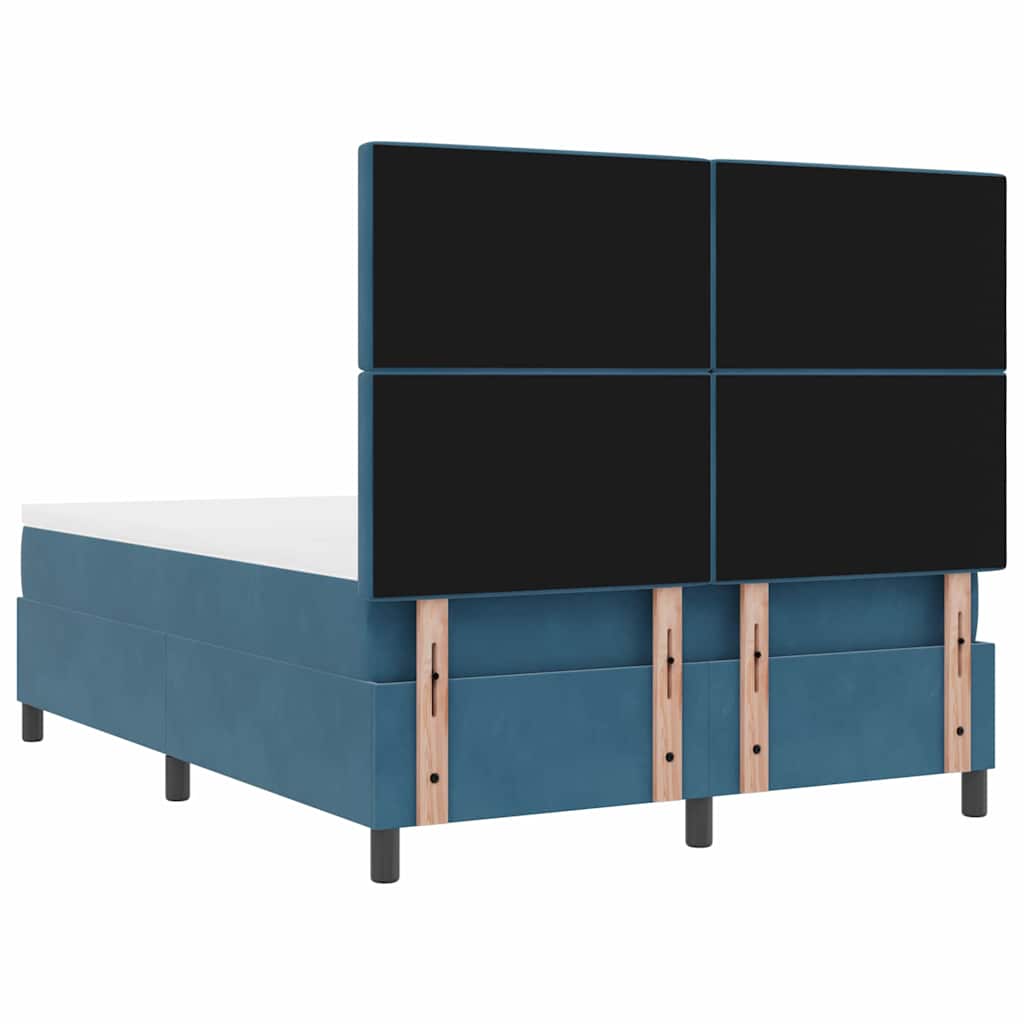 LED Box Spring Krevet Tamno plava 140 x 190 cm Baršun