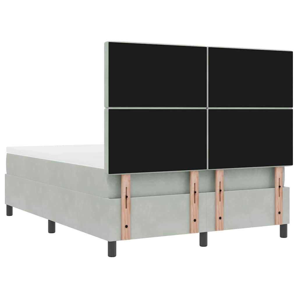 LED Box Spring Krevet Svijetlo siva 140 x 200 cm Baršun