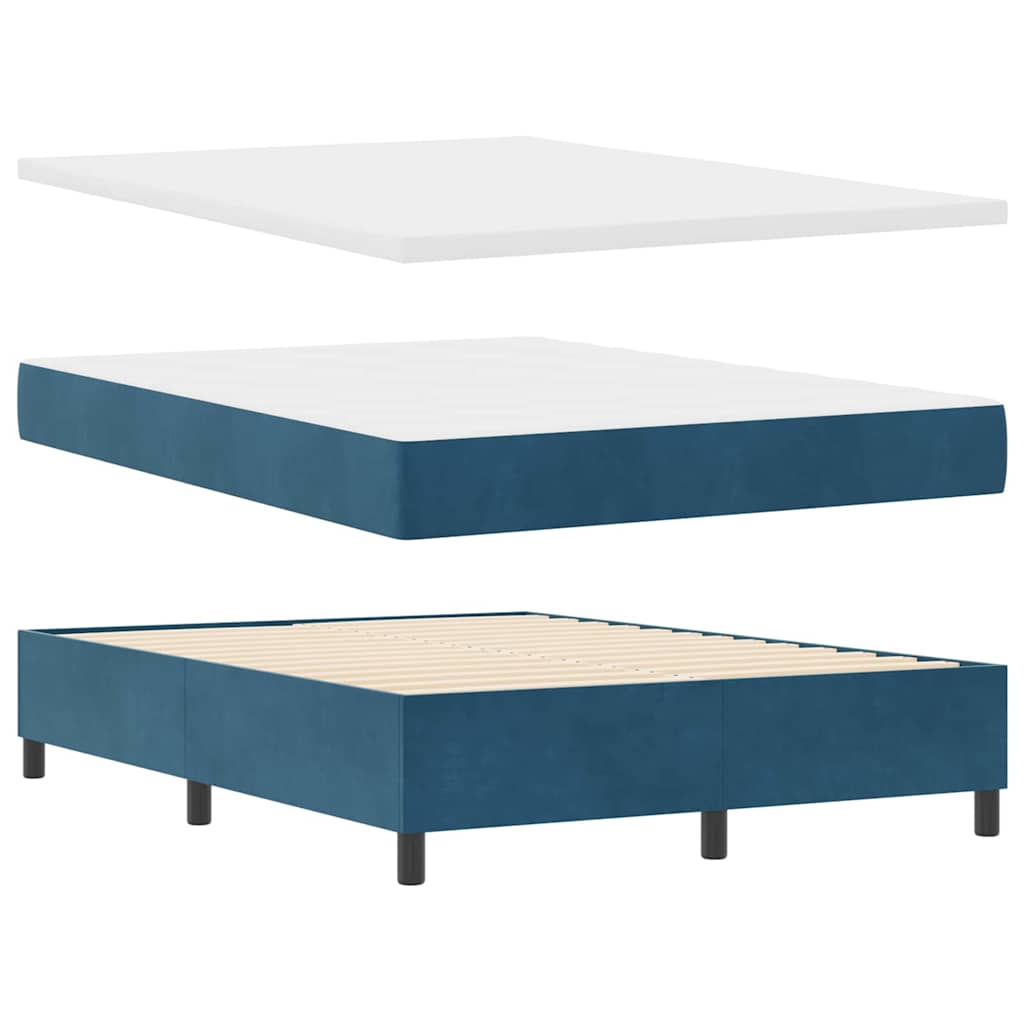 LED Box Spring Krevet Tamno plava 140 x 200 cm Baršun