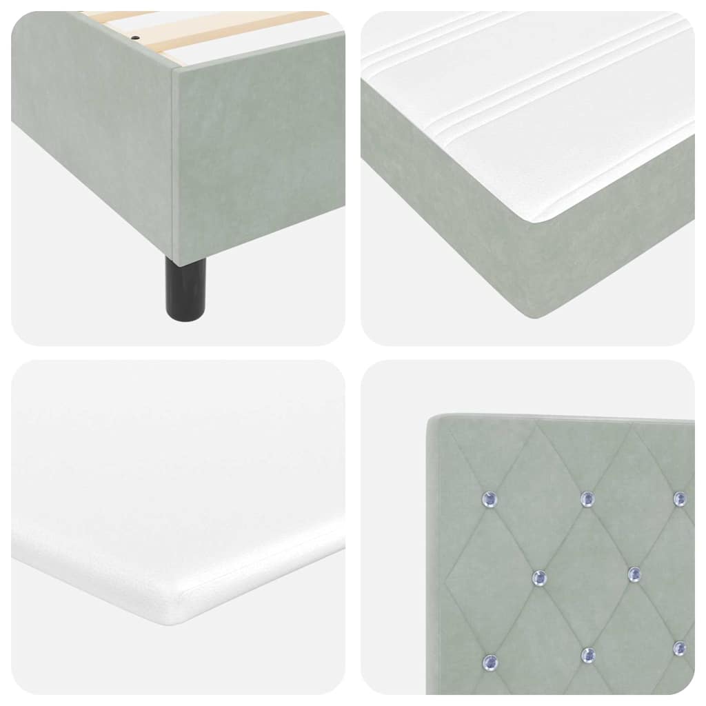LED Box Spring Krevet Svijetlo siva 160 x 200 cm Baršun