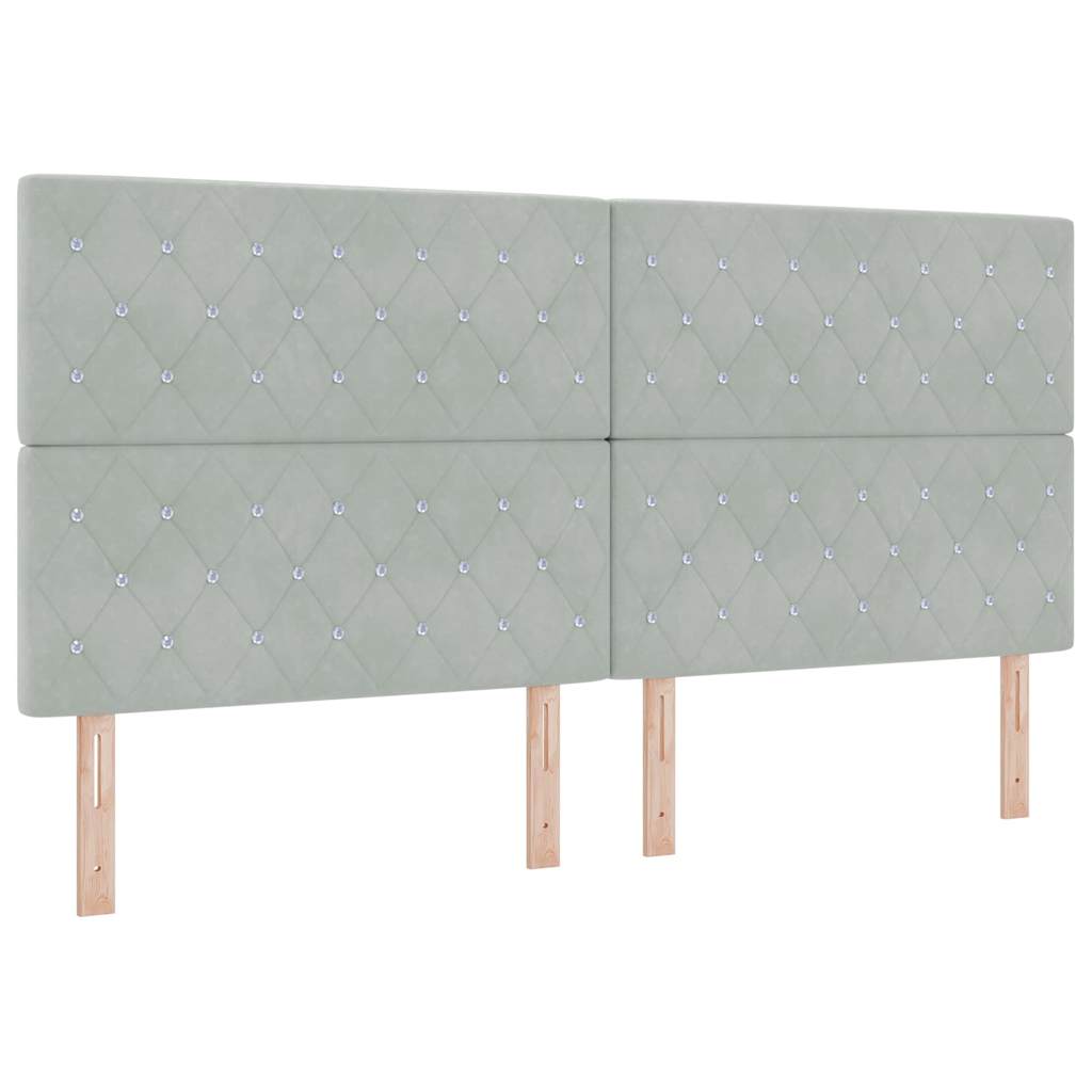 LED Box Spring Krevet Svijetlo siva 200 x 200 cm Baršun