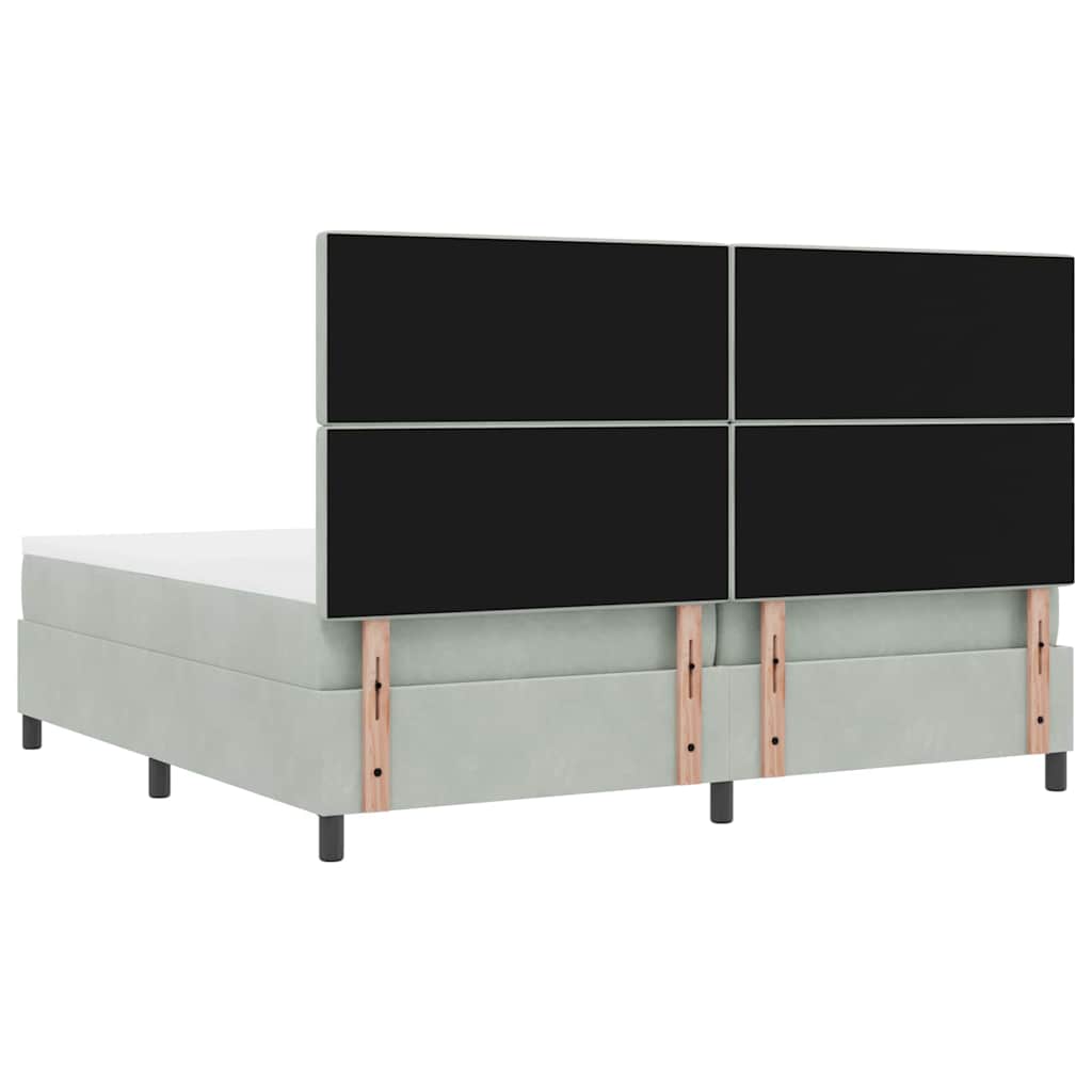 LED Box Spring Krevet Svijetlo siva 200 x 200 cm Baršun