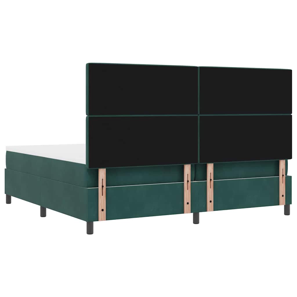 LED Box Spring Krevet Tamnozelena 200 x 200 cm Baršun