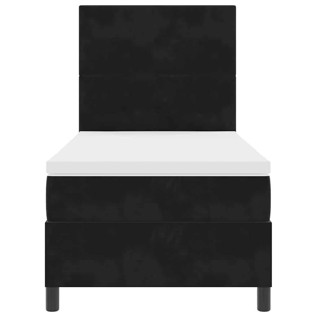 LED Box Spring Krevet s uzglavljem Crna 80 x 200 cm Baršun